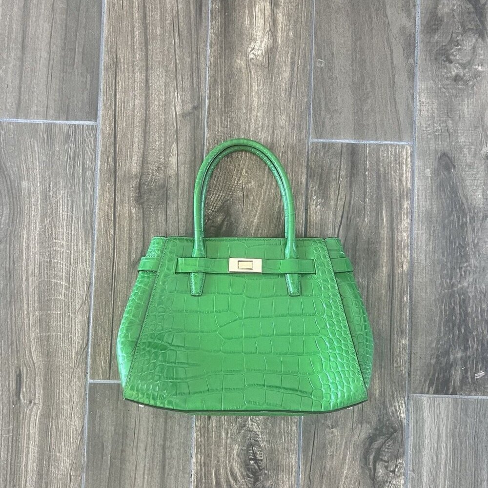 KATE SPADE LUCIA MED SATCHEL CROC EMBOSSED Green